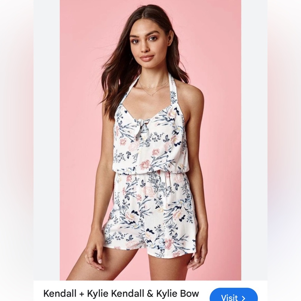 Kendall & Kylie White Floral Halter Romper | Size Small Summer